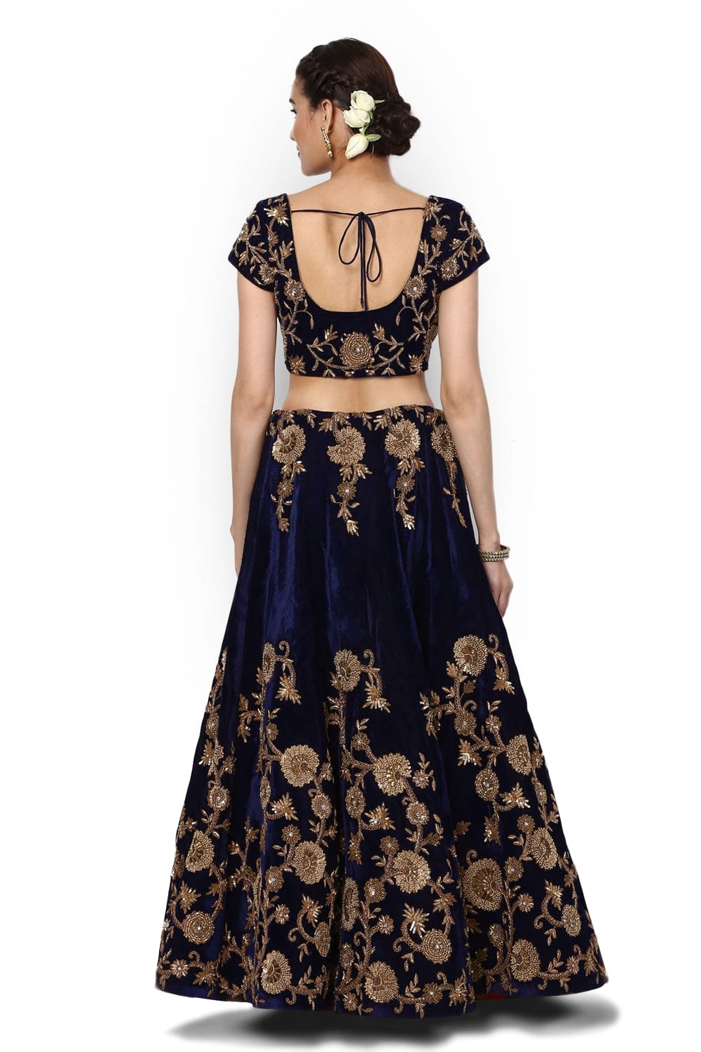 Navy Blue Silk Velvet Bridal Lehenga — alternate view