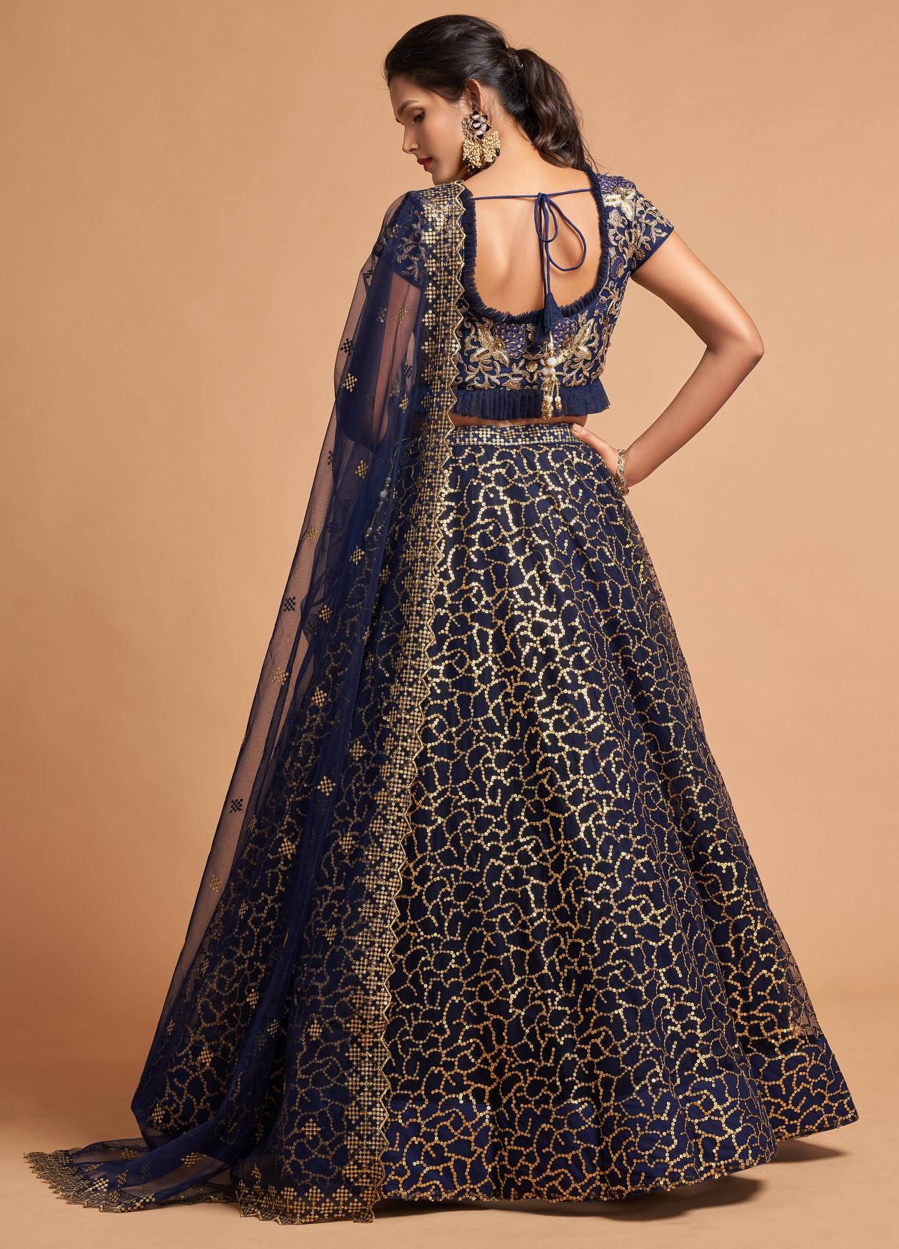 Navy Blue Soft Net Lehenga Choli — alternate view