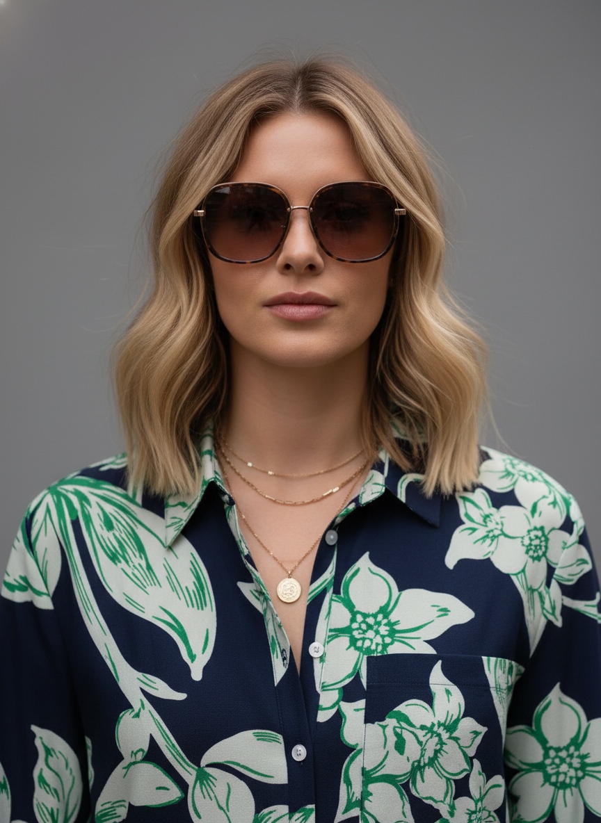 Navy Floral Printed Muslin Shirt Dress