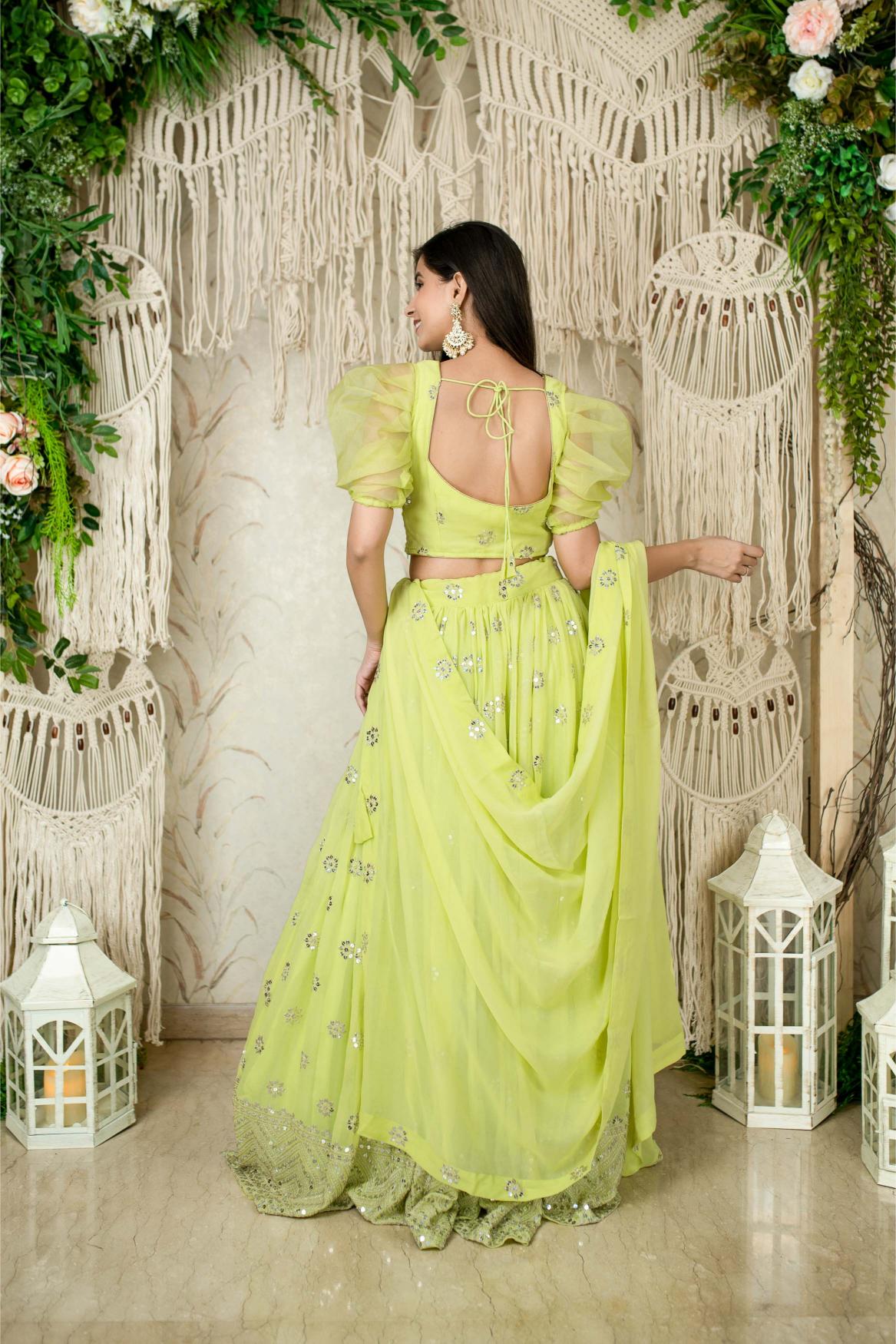 Neon Georgette Festive Lehenga — alternate view