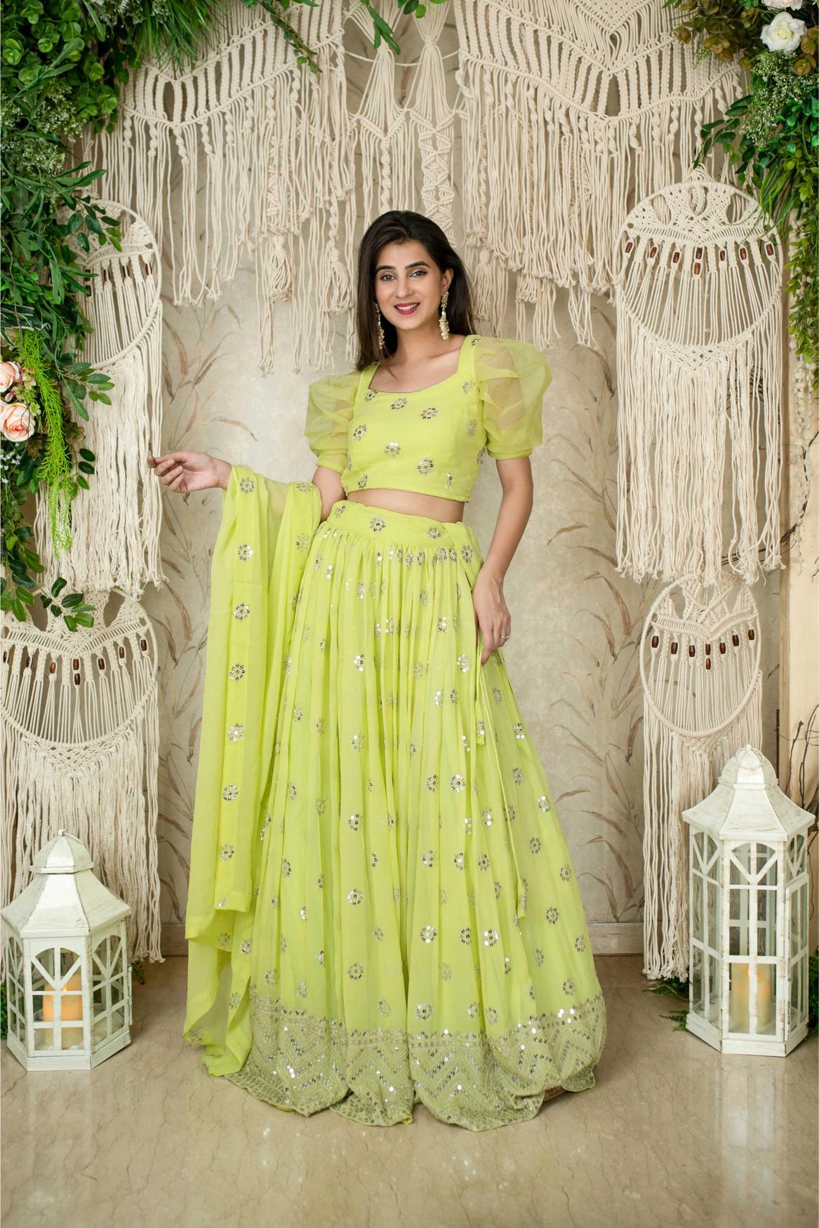 Neon Georgette Lehenga Choli