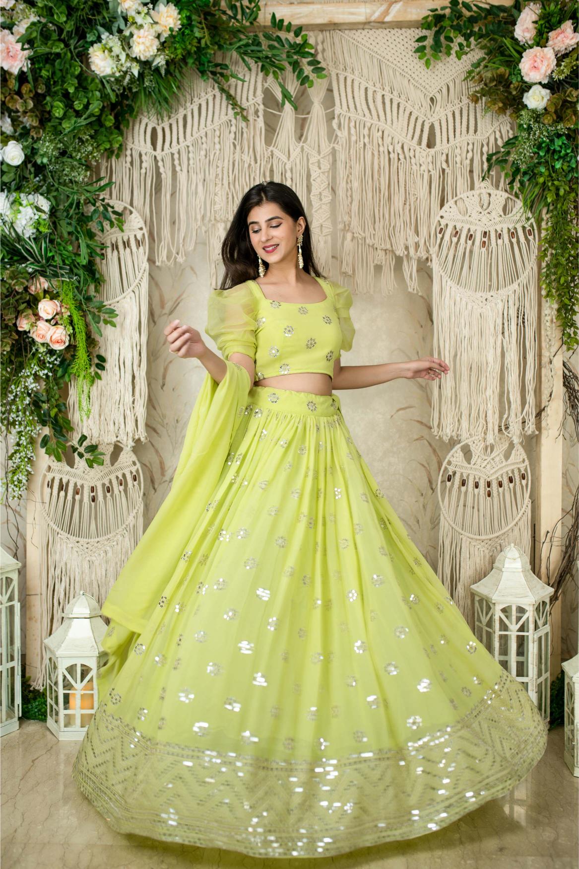 Neon Georgette Lehenga Choli