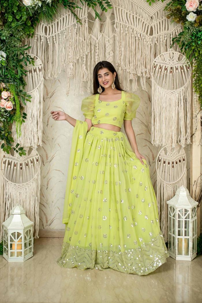 Neon Georgette Lehenga Choli