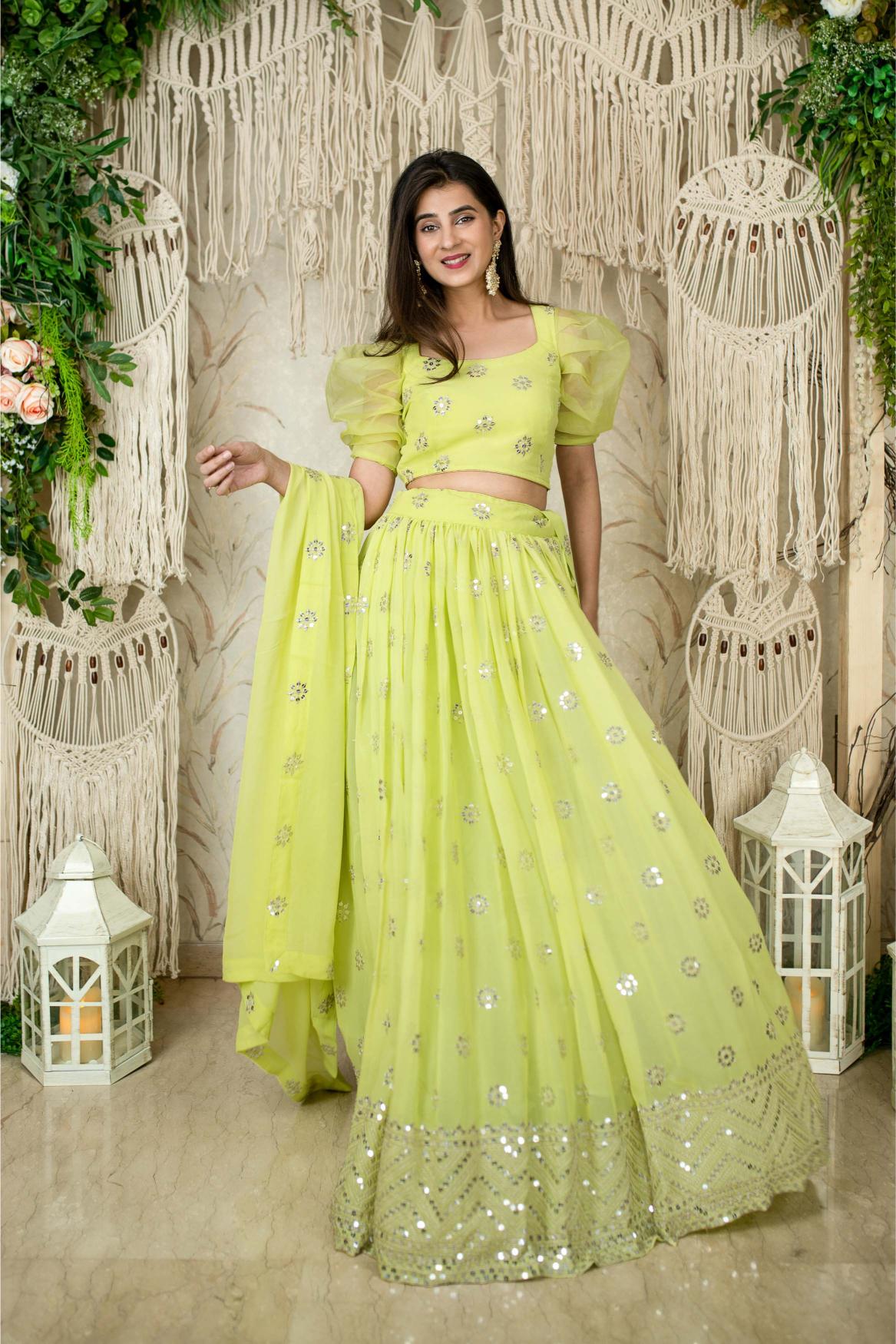 Neon Georgette Lehenga Choli