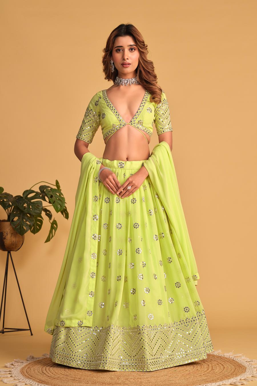 Neon Georgette Lehenga Choli