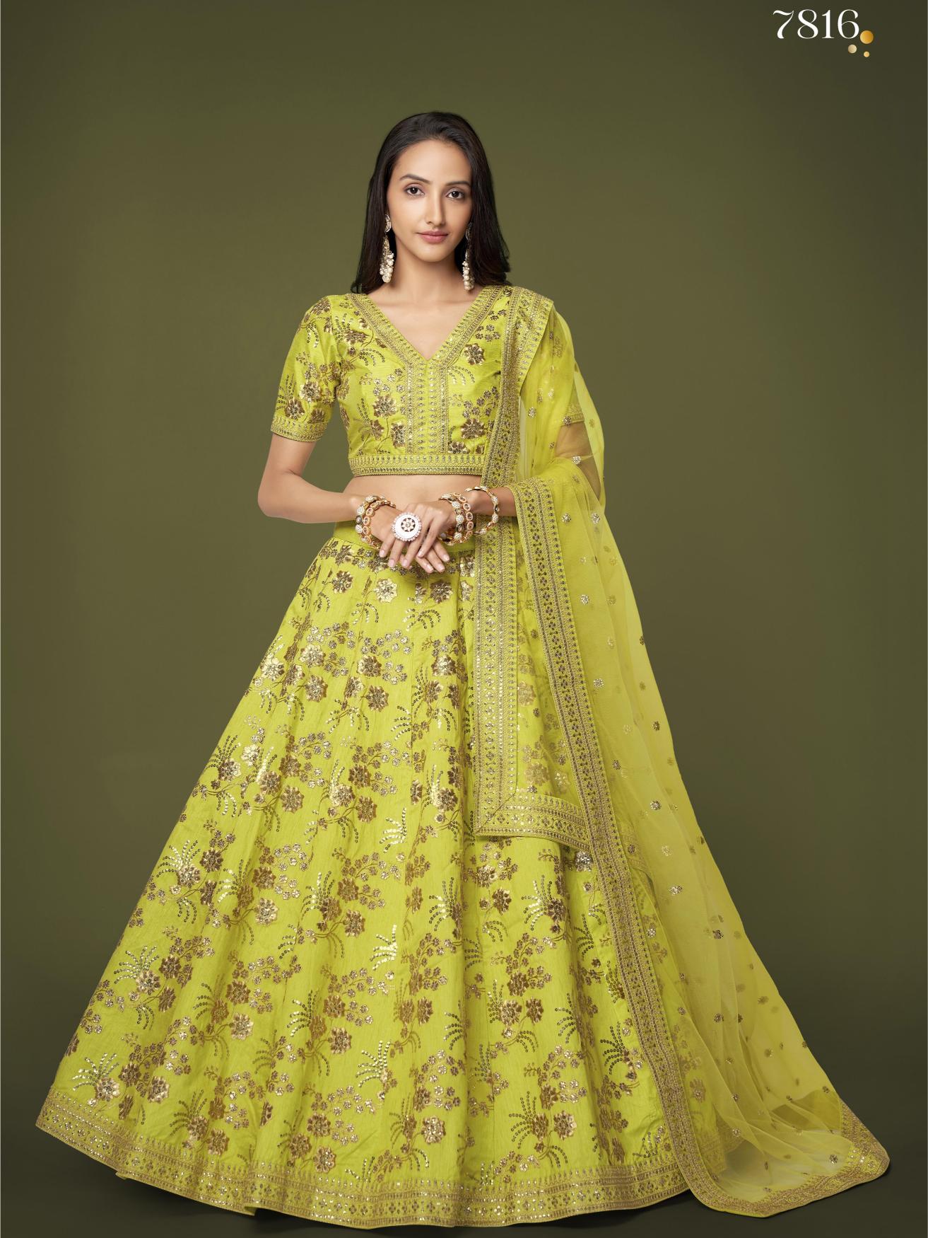 Neon Slub Silk Lehenga Choli