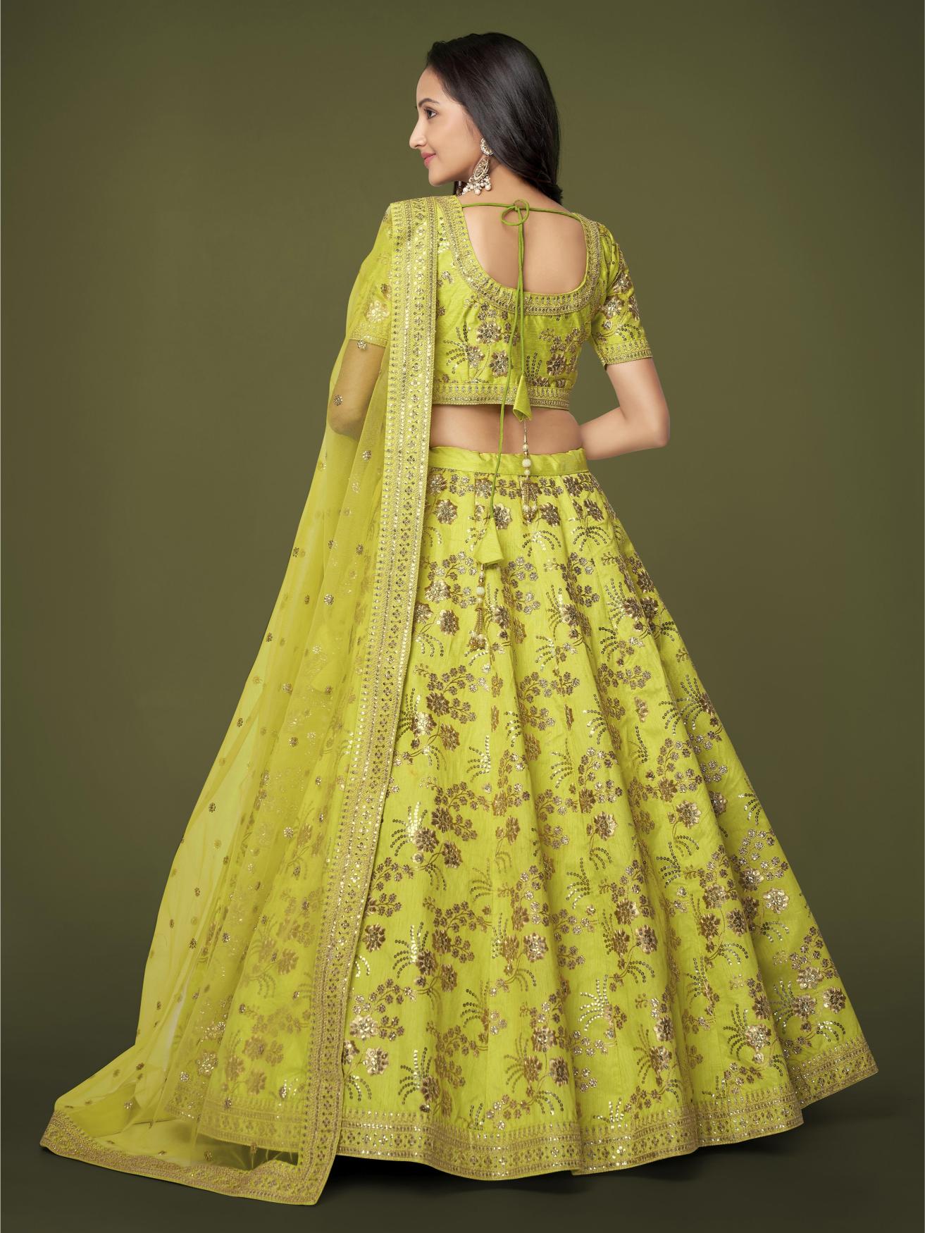Neon Slub Silk Lehenga Choli — alternate view