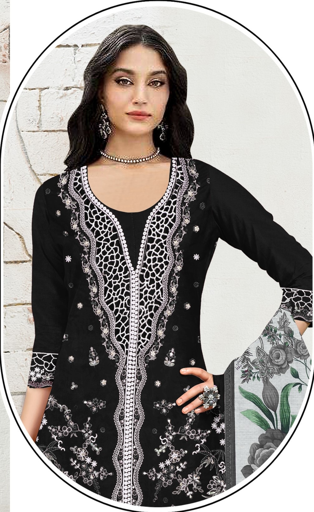 Noir Bloom Embroidered Salwar Kameez — alternate view