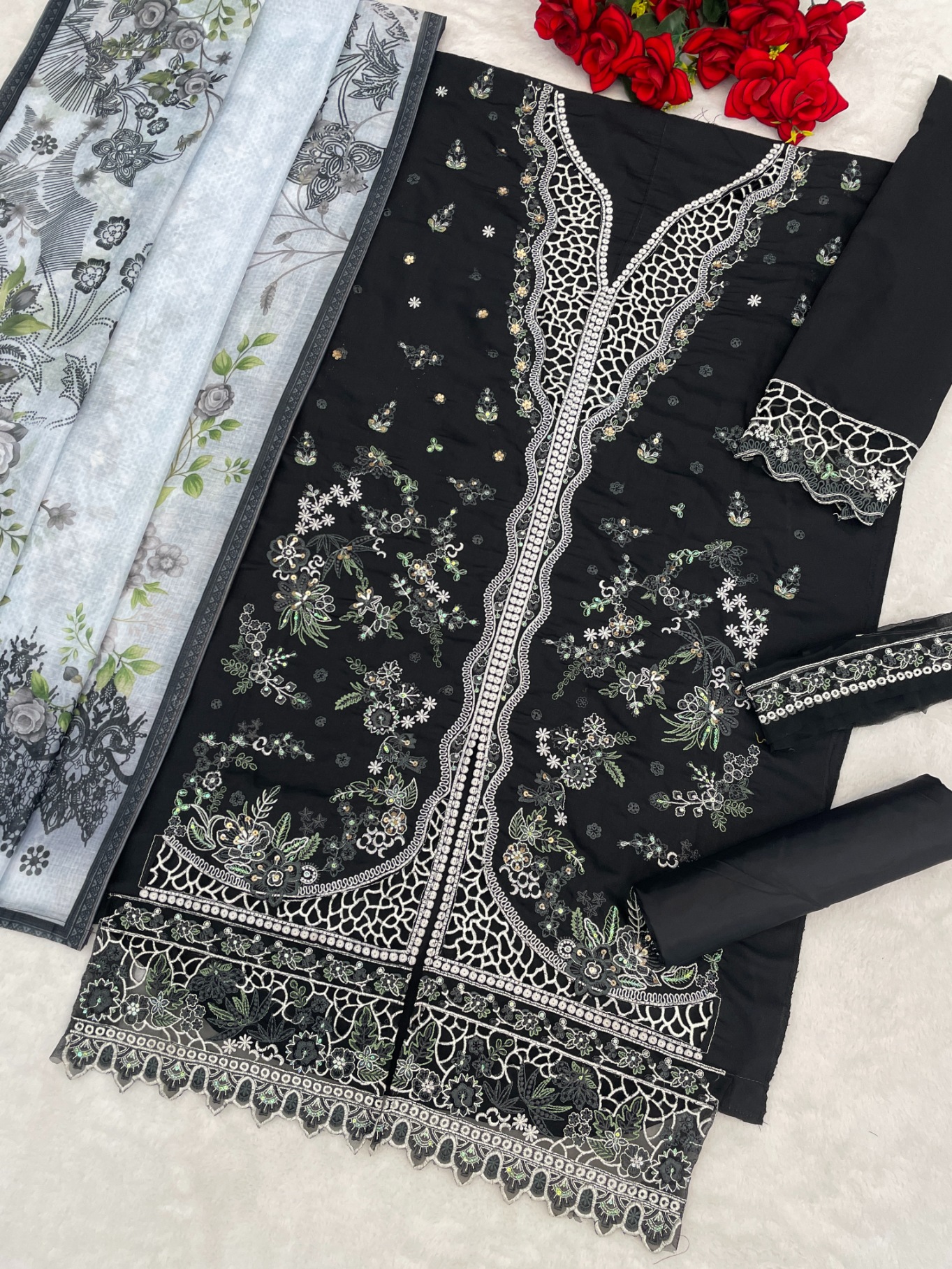 Noir Bloom Embroidered Salwar Kameez