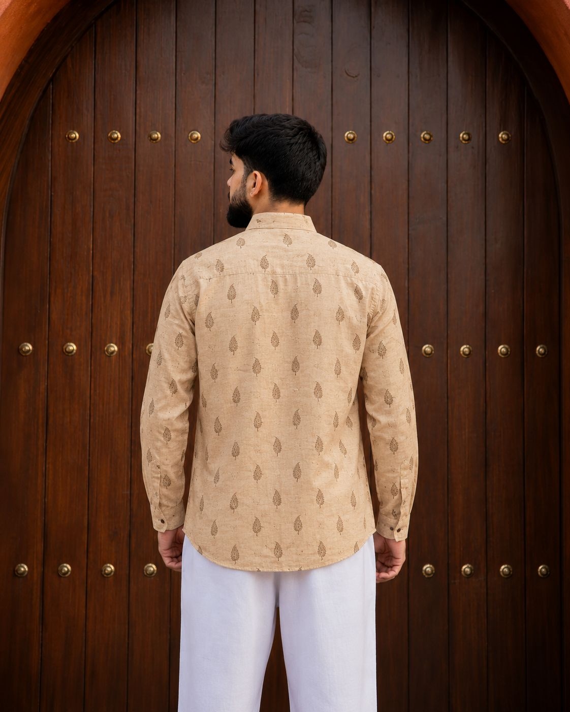 Off White Abstract Printed Swiss Linen Short Kurta — alternate view