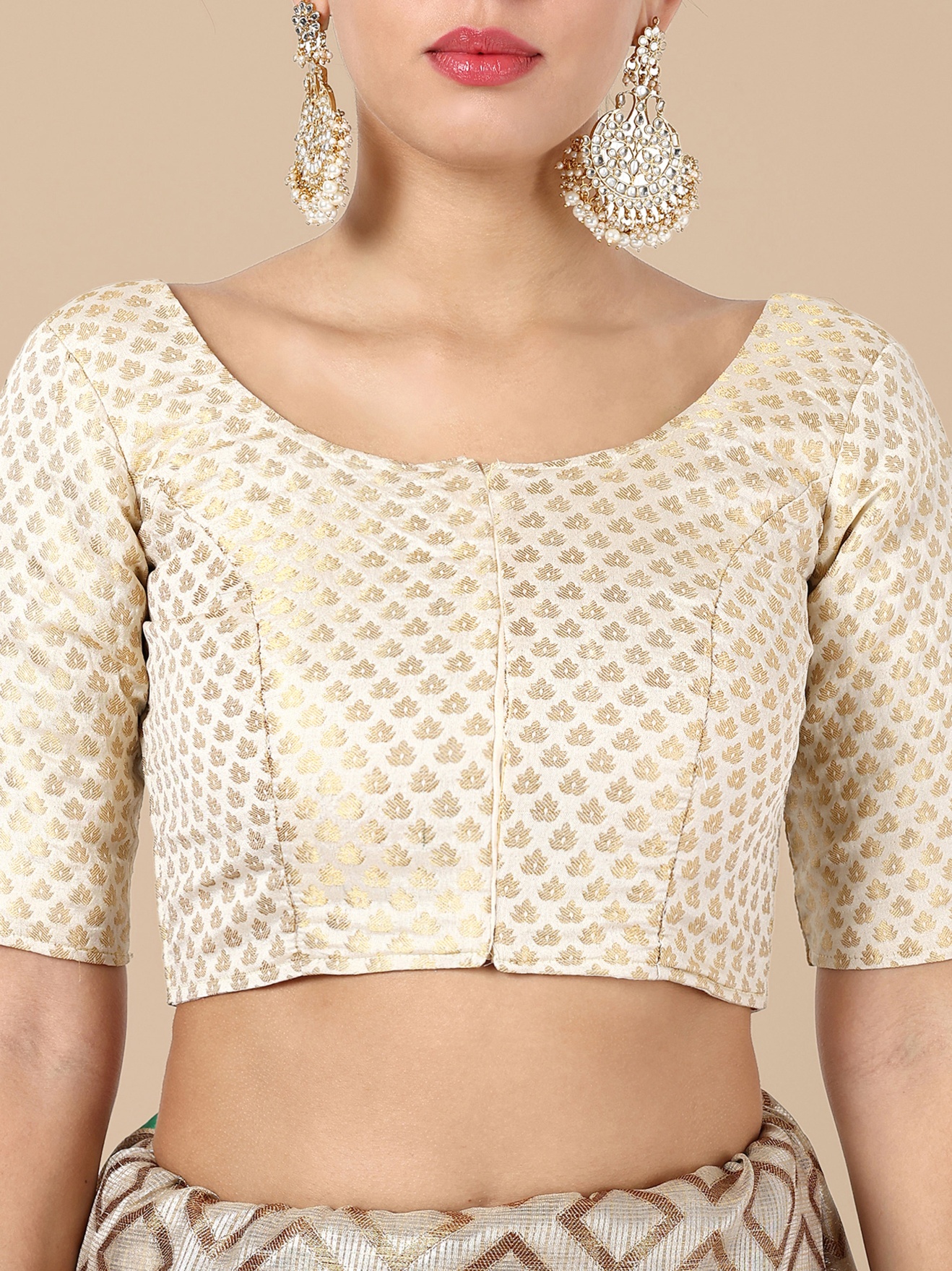 Off White Banarasi Silk Jacquard Readymade Blouse