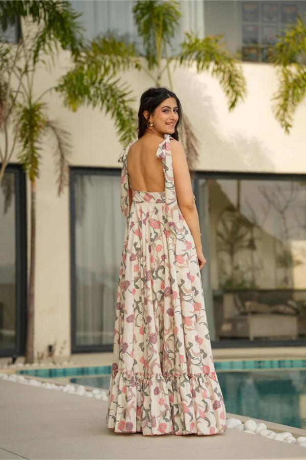 Off White Cambric Cotton Gown — alternate view
