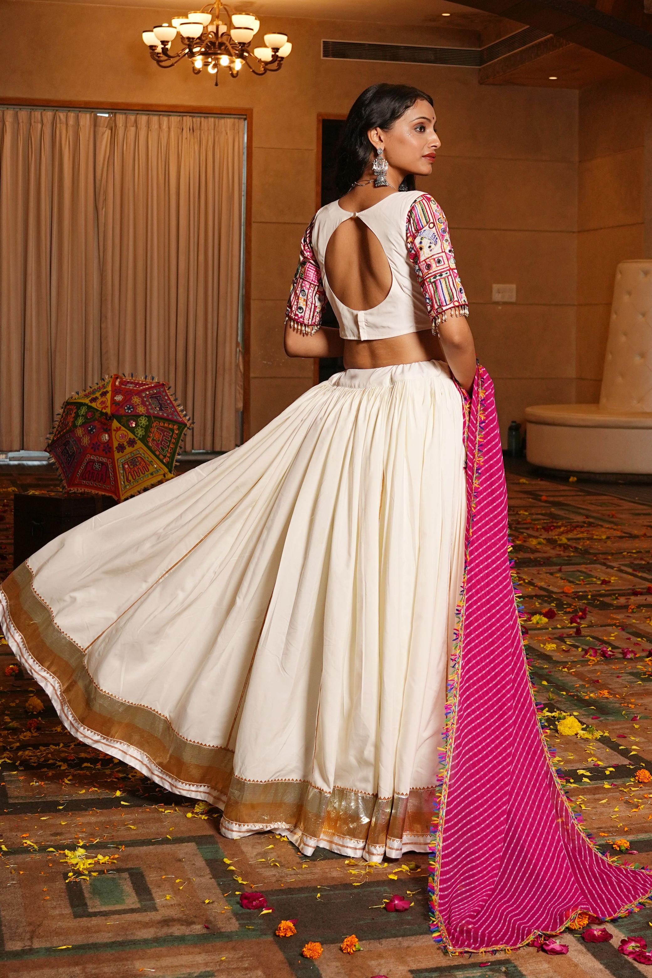 Off White Crepe Embroidery Lehenga — alternate view