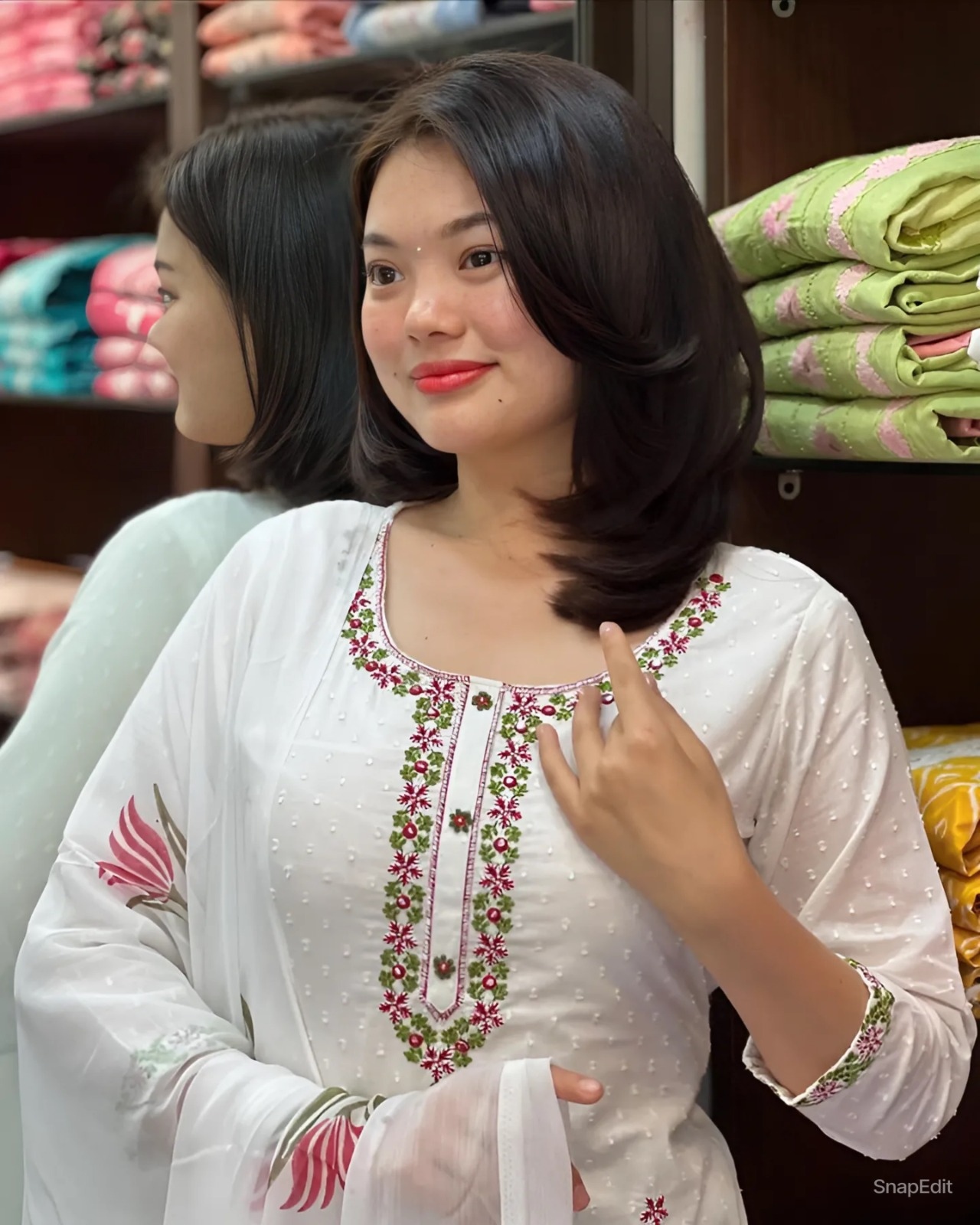 Off White Embroidered Georgette Anarkali Suit