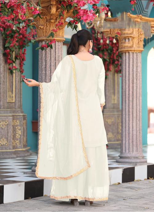Off White Georgette Palazzo Skirt Suits — alternate view