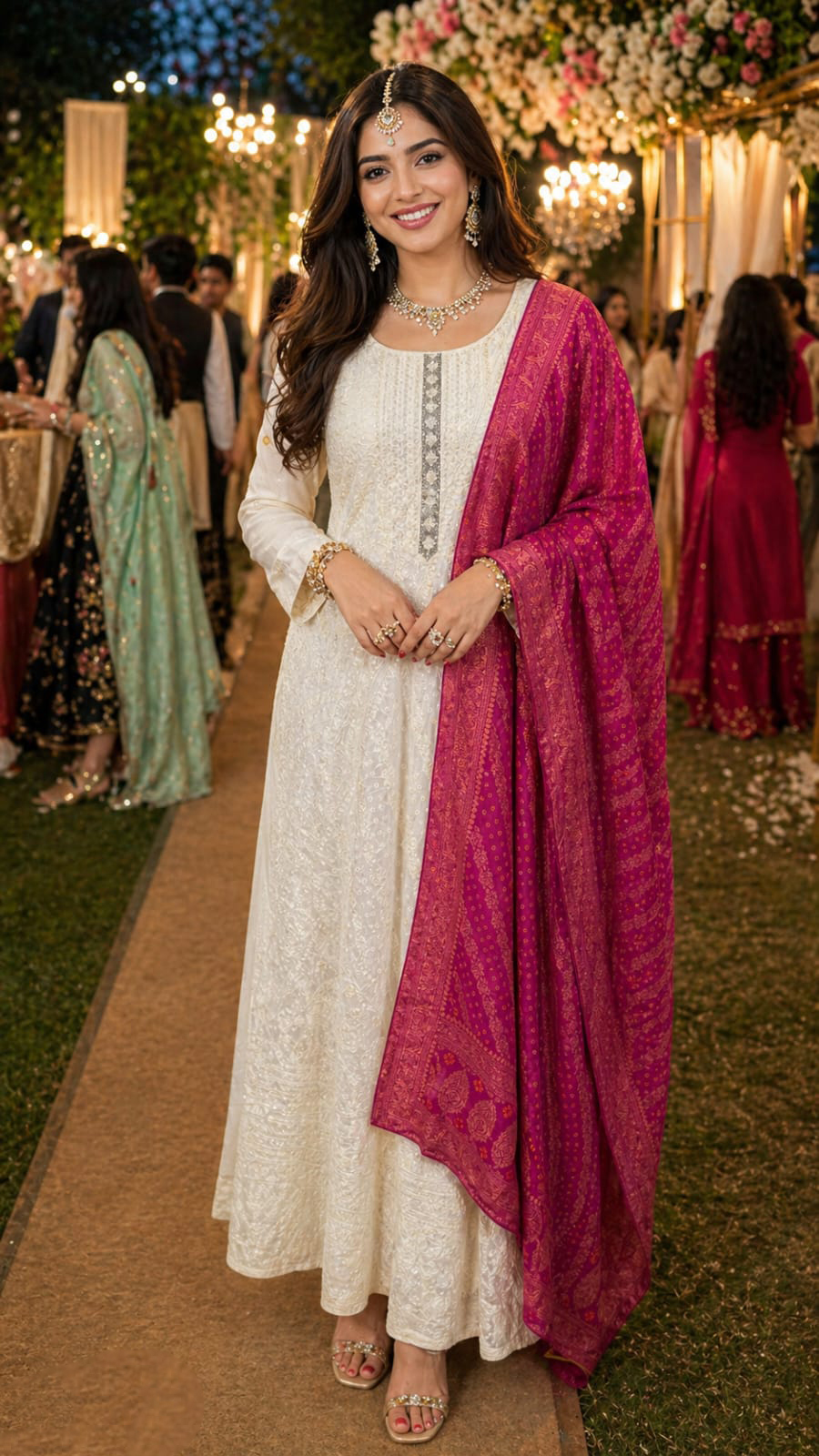 Off White Heavy Chikankari Georgette Gown