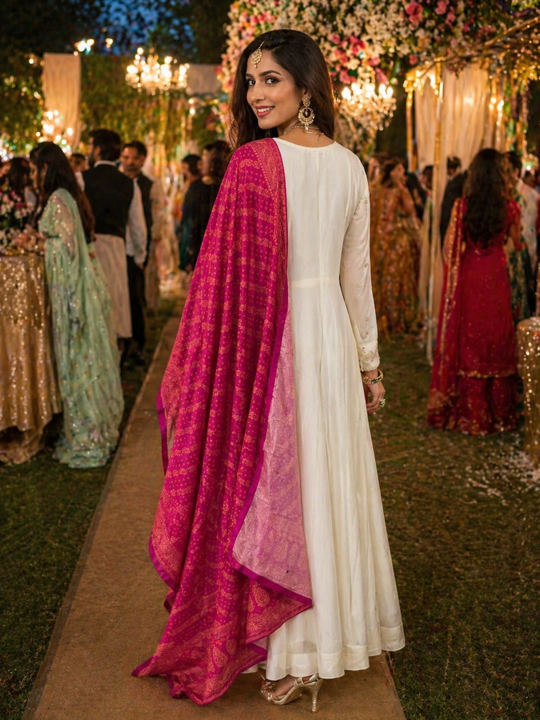 Off White Heavy Chikankari Georgette Gown
