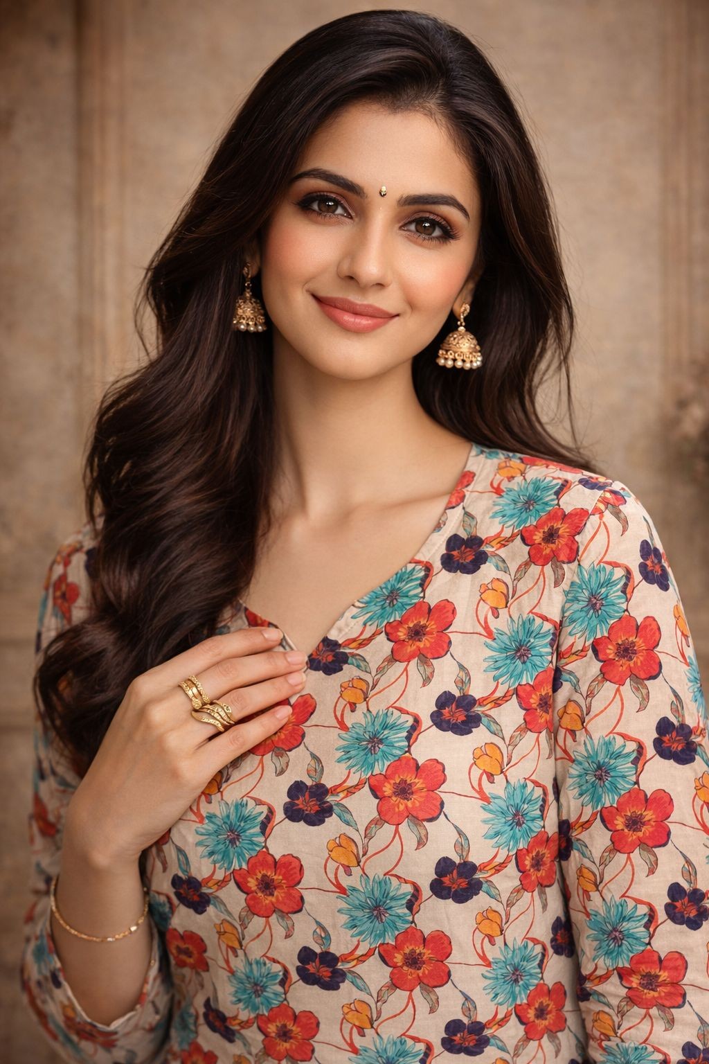 Off White Maslin Digital Printed Kurti