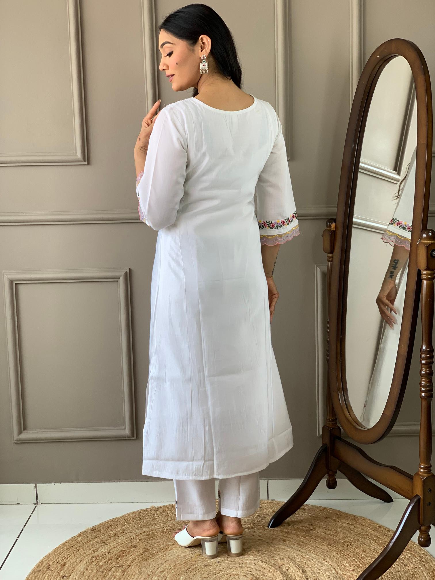 Off White Multy Chanderi Salwar Suit — alternate view