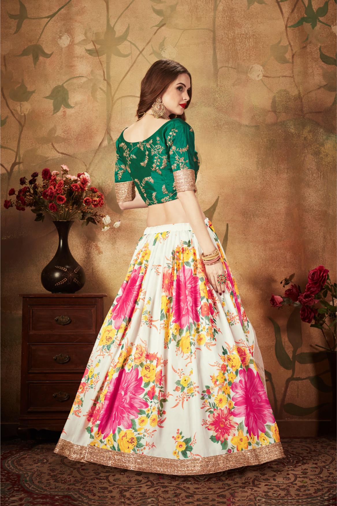 Off-White N Green Organza Lehenga Choli — alternate view