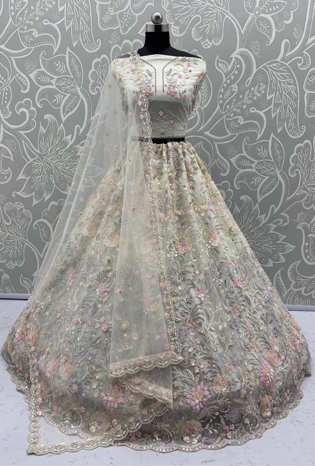 Off White Net Lehenga Choli