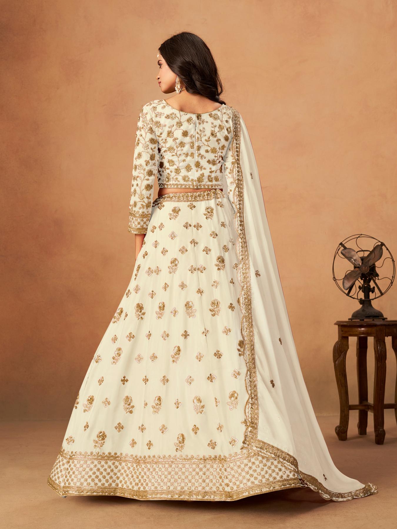 Off White Organza Semi-Stitched Lehenga Choli — alternate view