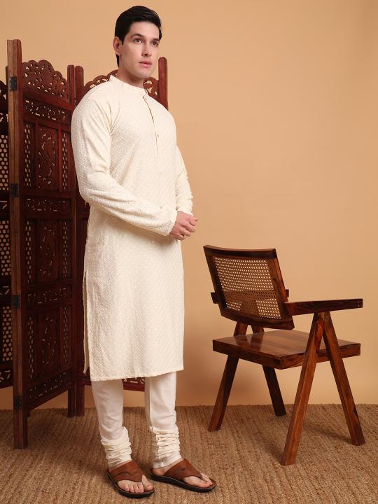 Off White Rayon Kurta Payjama