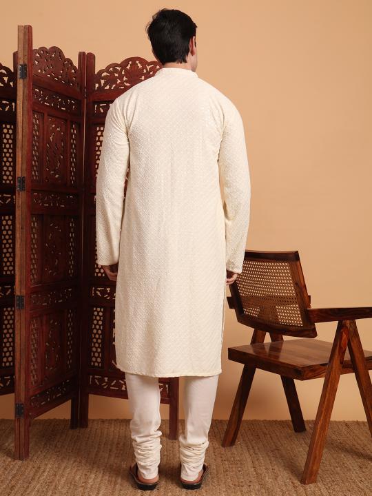 Off White Rayon Kurta Payjama