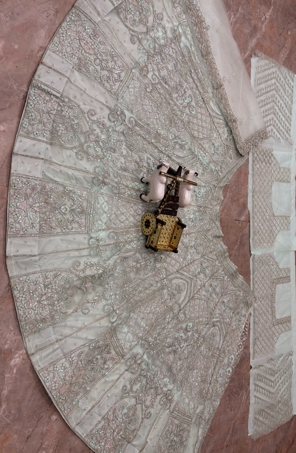 Off White Sequins Butterfly Net Lehenga Choli