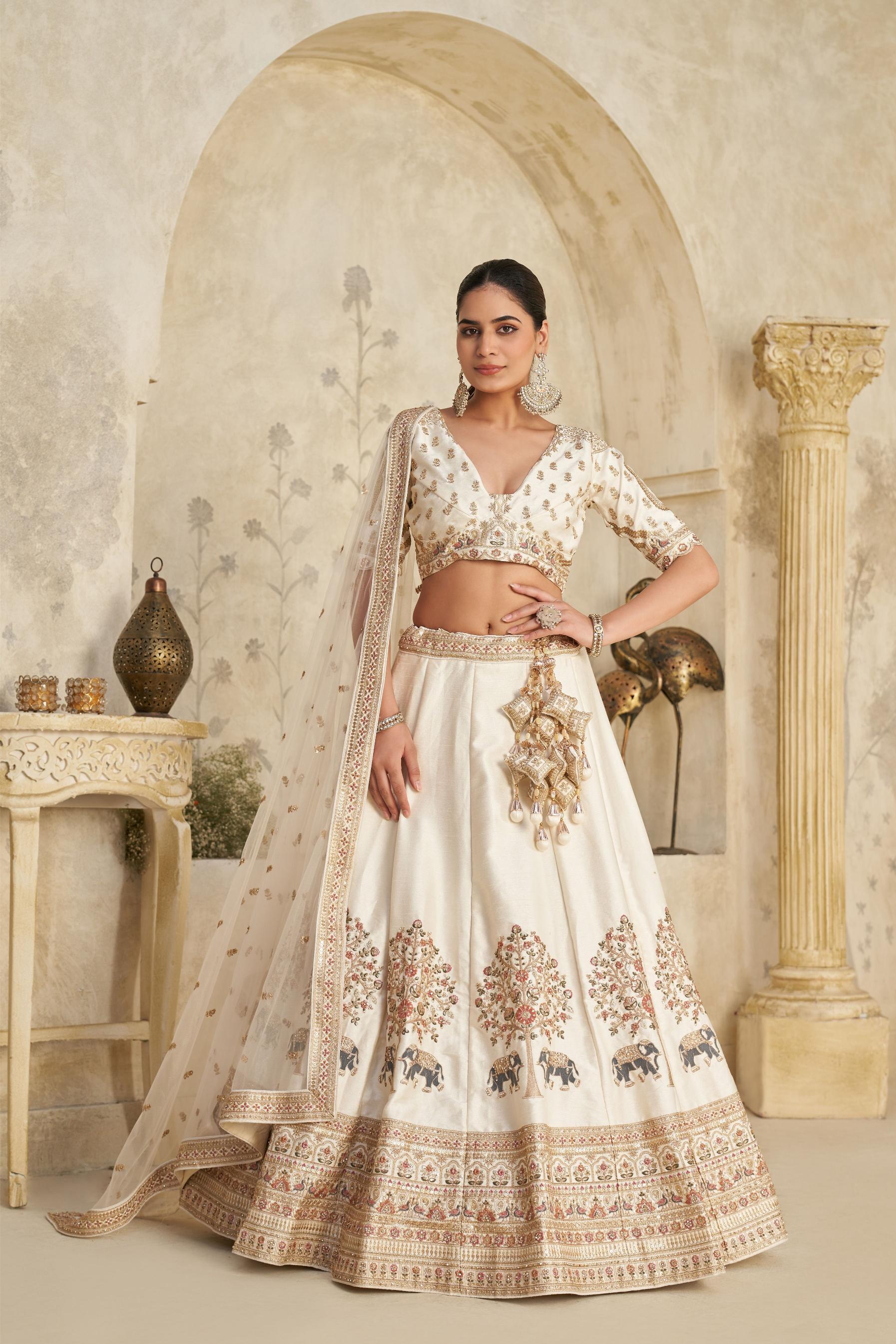 Off White Silk Lehenga Choli