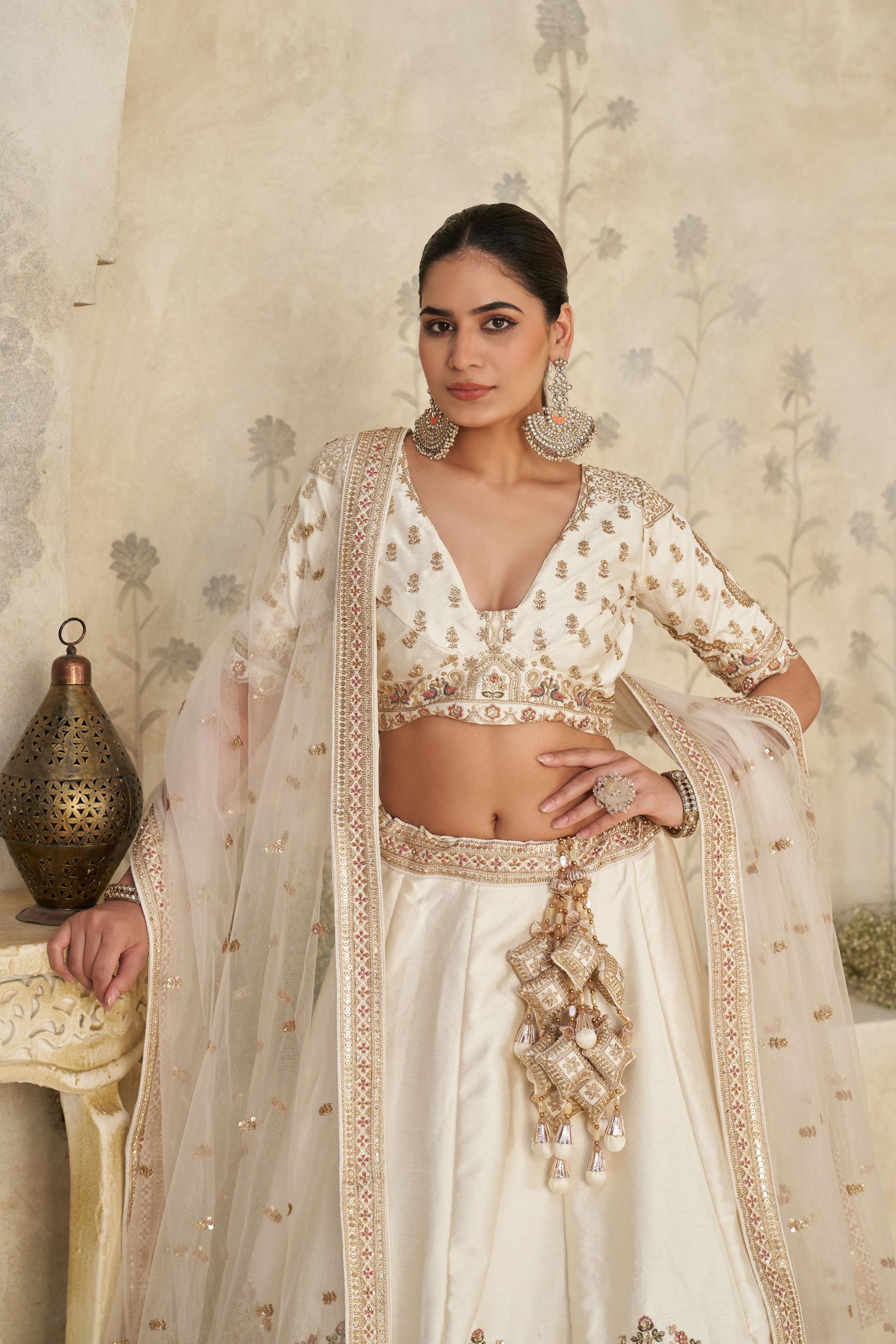 Off White Silk Lehenga Choli