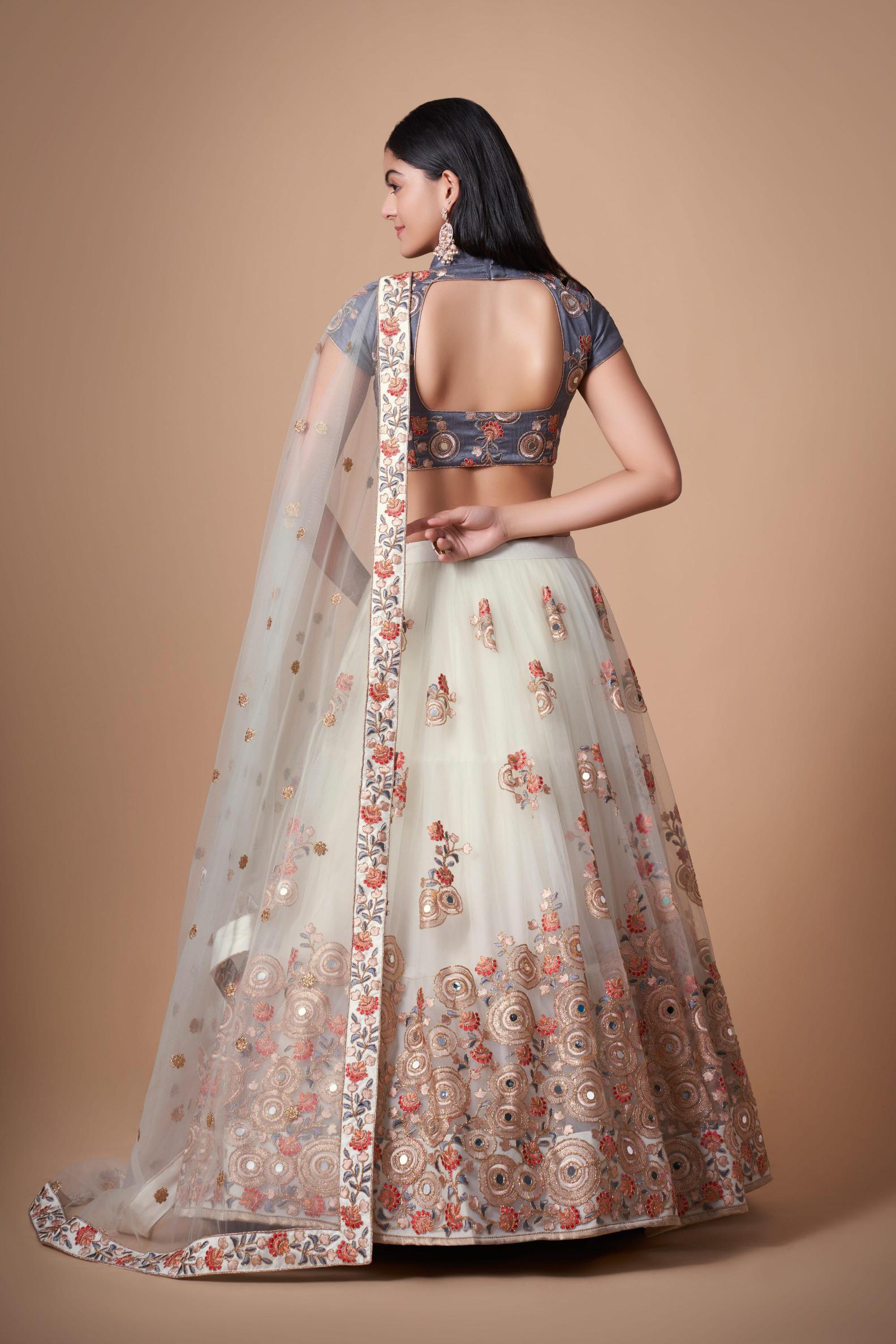 Off White Soft Net Lehenga Choli — alternate view