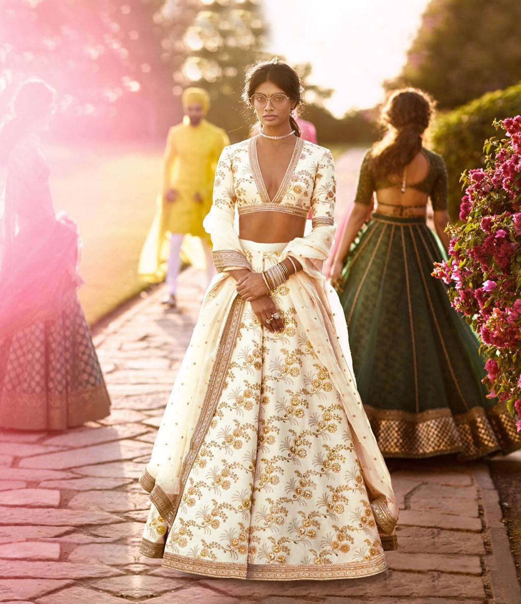 Off-White Thai Silk Lehenga Choli