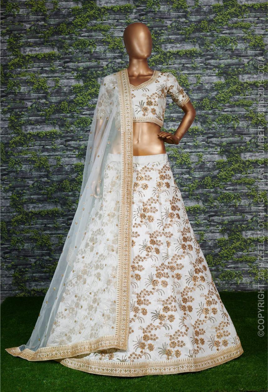 Off-White Thai Silk Lehenga Choli — alternate view