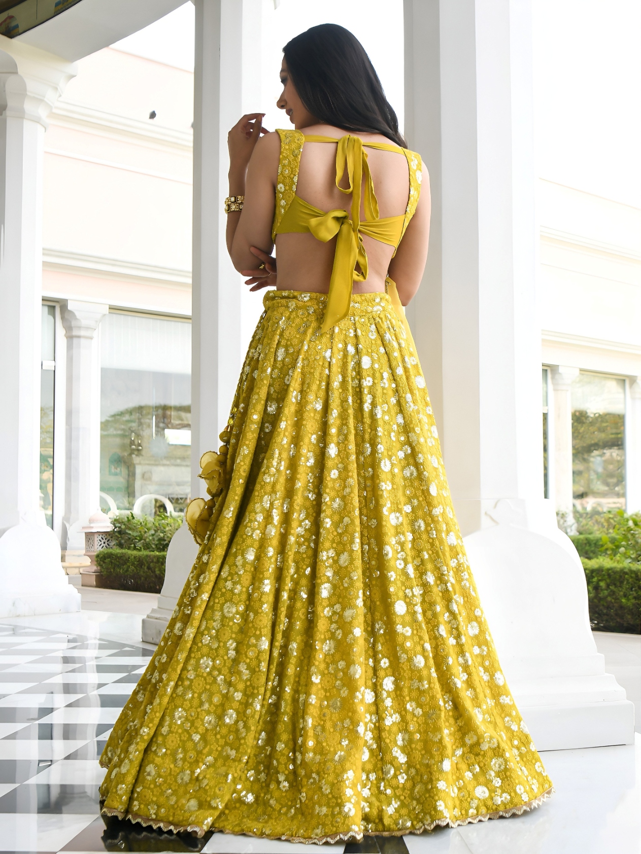 Olive Floral Embroidery Georgette Lehenga Choli — alternate view