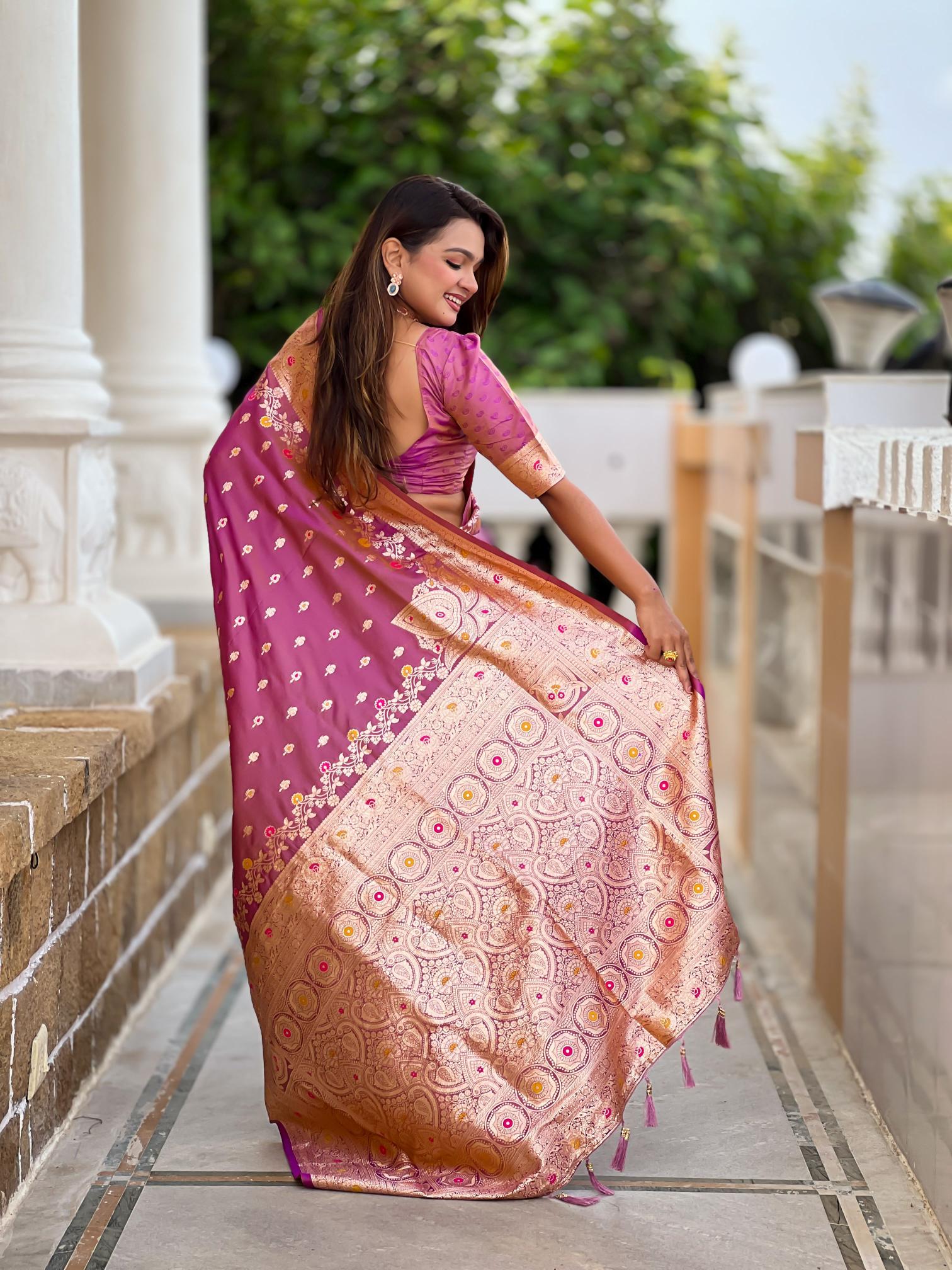 Onion Banarasi Silk Saree — alternate view