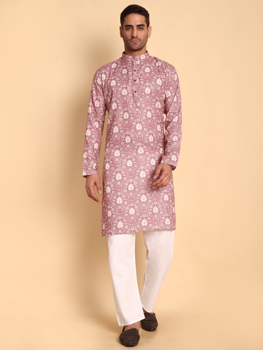 Onion Floral Printed Cotton Kurta Pyjama