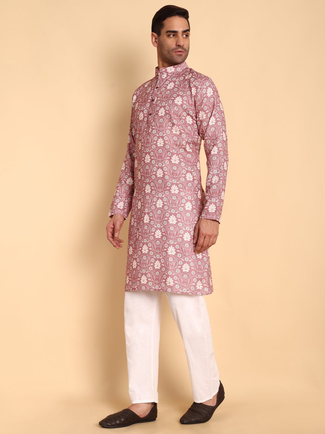 Onion Floral Printed Cotton Kurta Pyjama