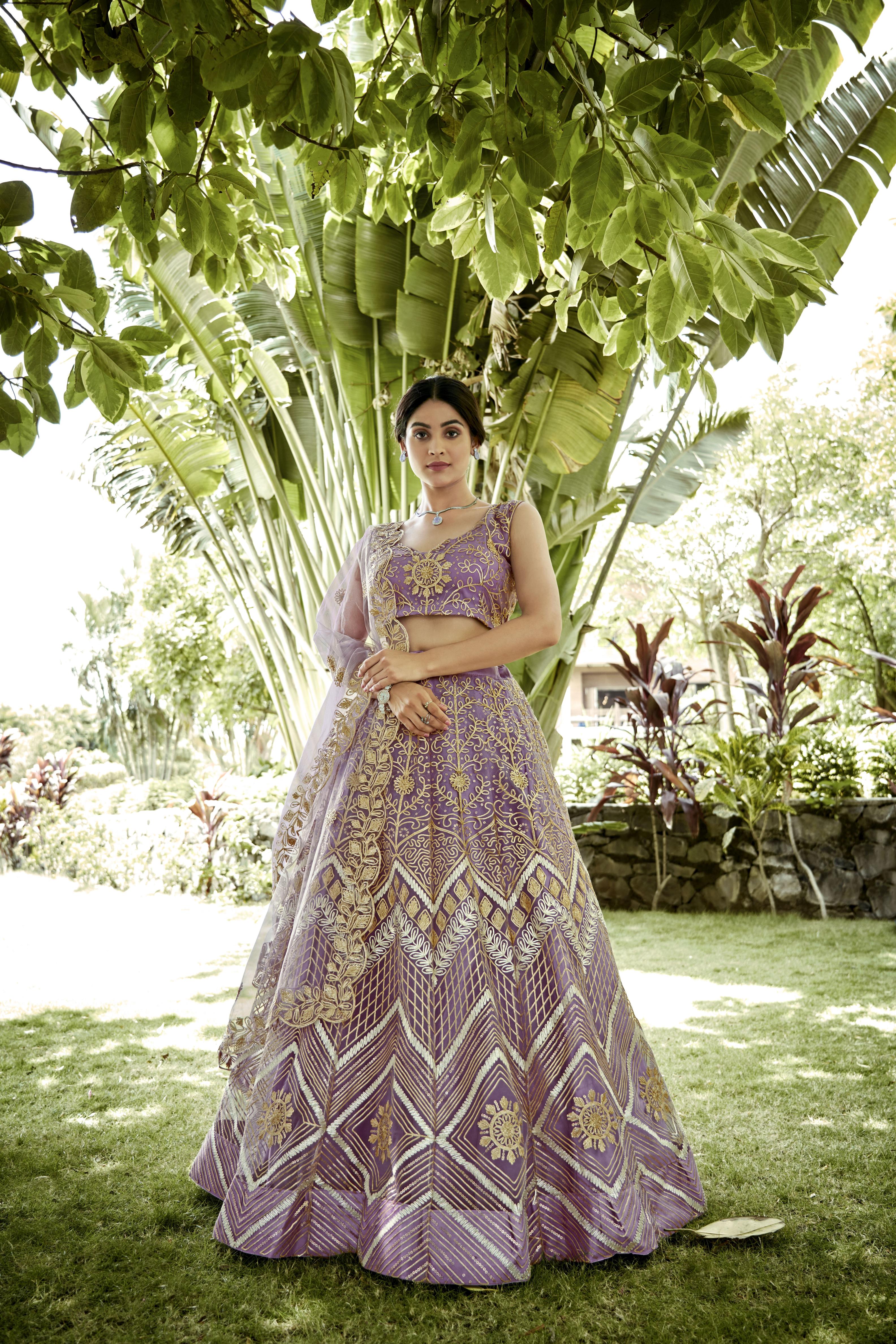 Onion Net Party Wear Lehenga
