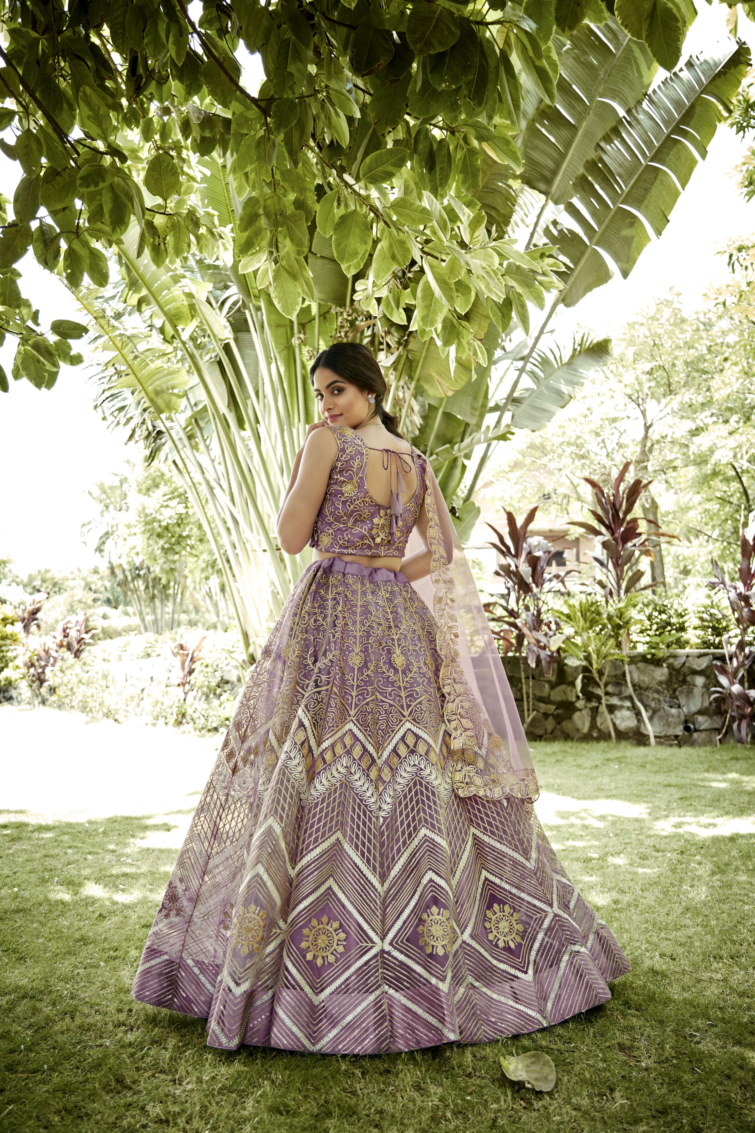 Onion Net Party Wear Lehenga — alternate view