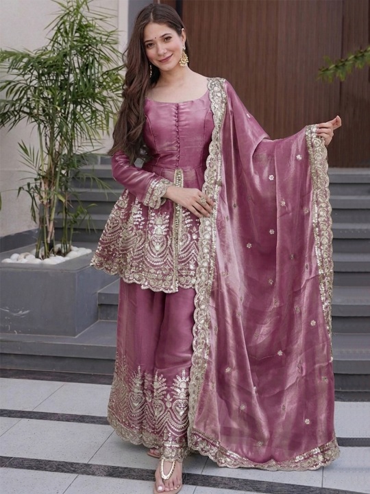 Onion Pink Designer Sharara Suit