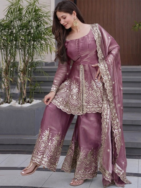 Onion Pink Designer Sharara Suit