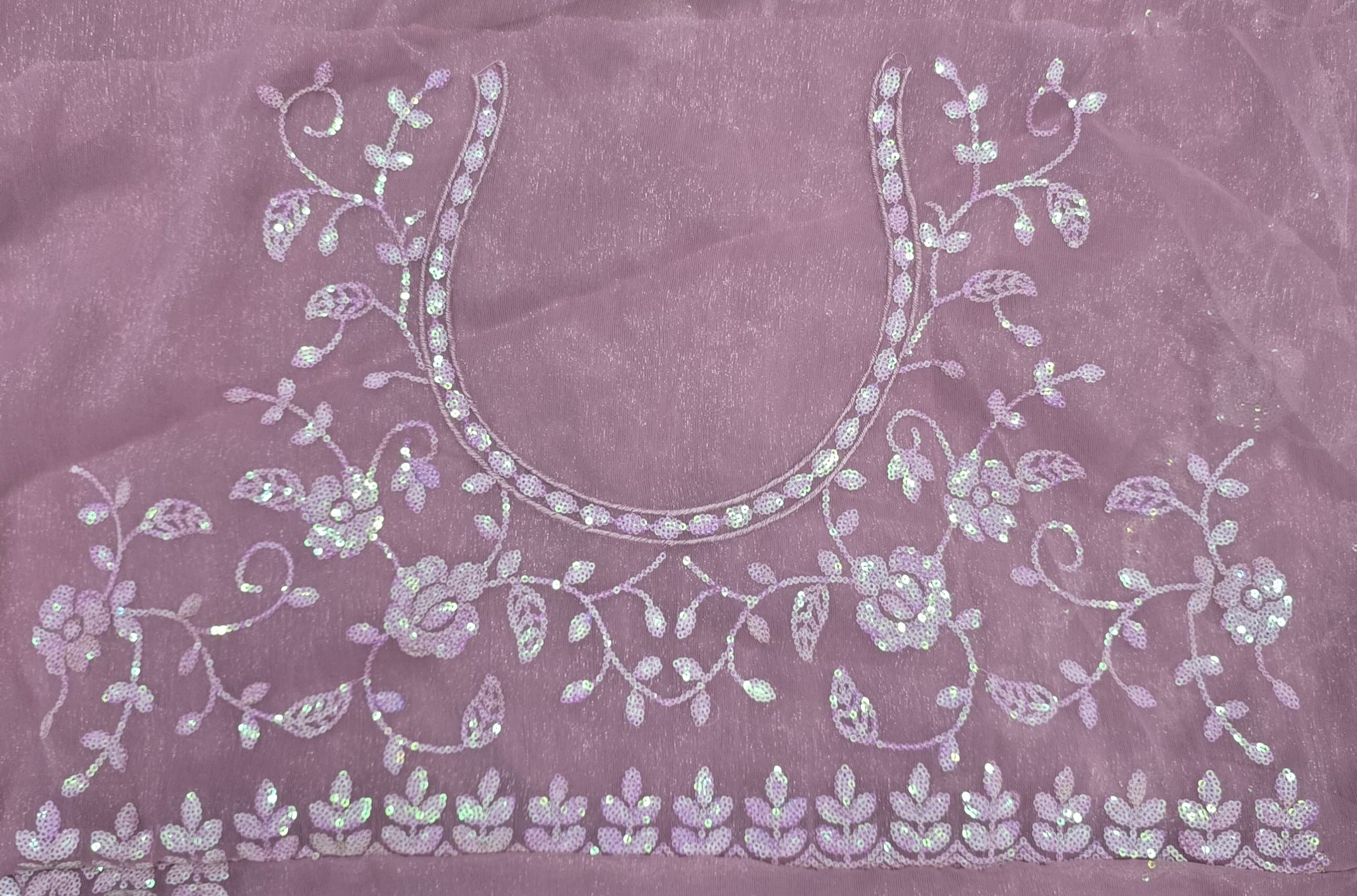 Onion Sequence Embroidered Shimmer Designer Saree