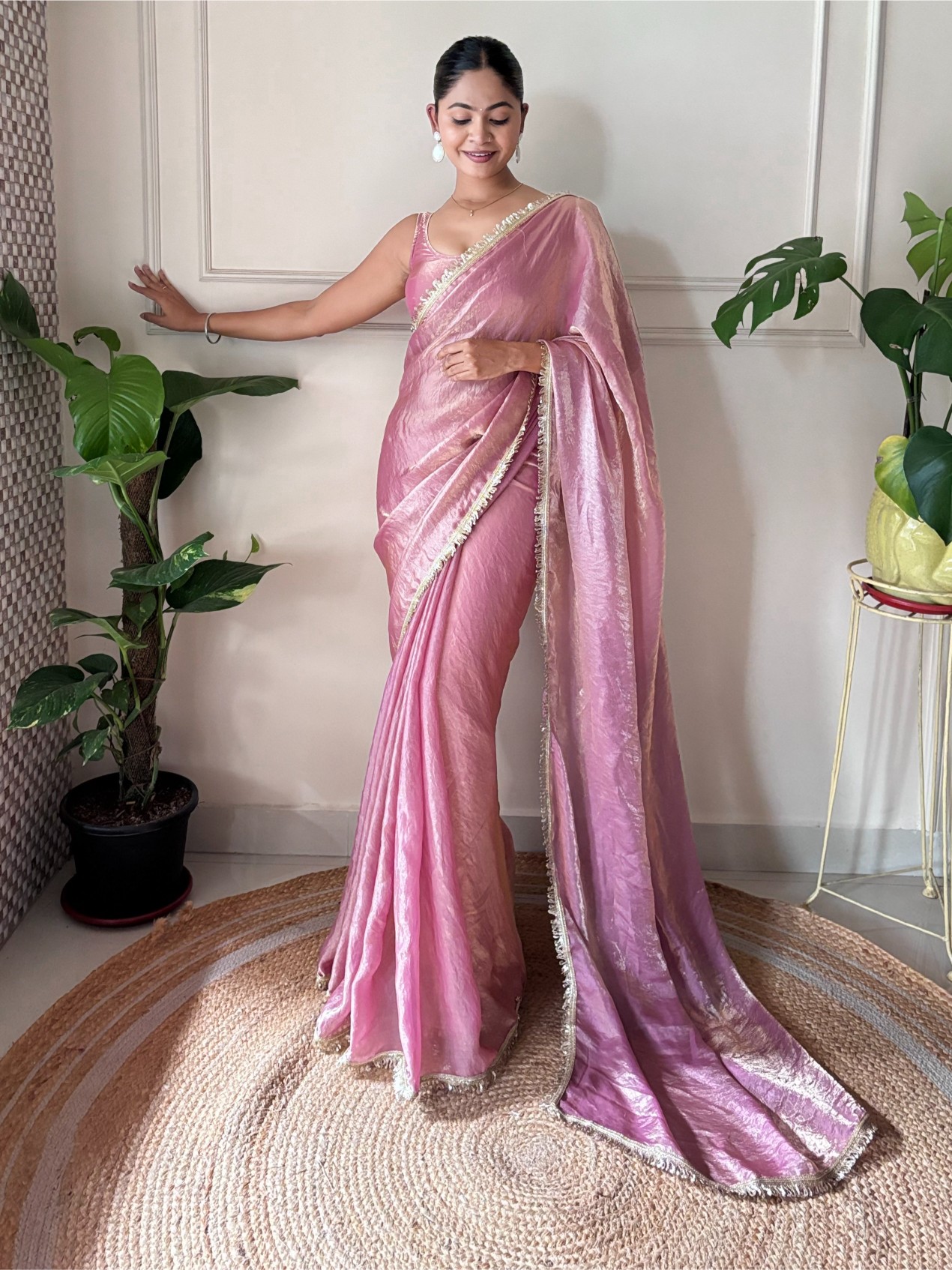 Onion Sequin Fendy Satin Saree — alternate view