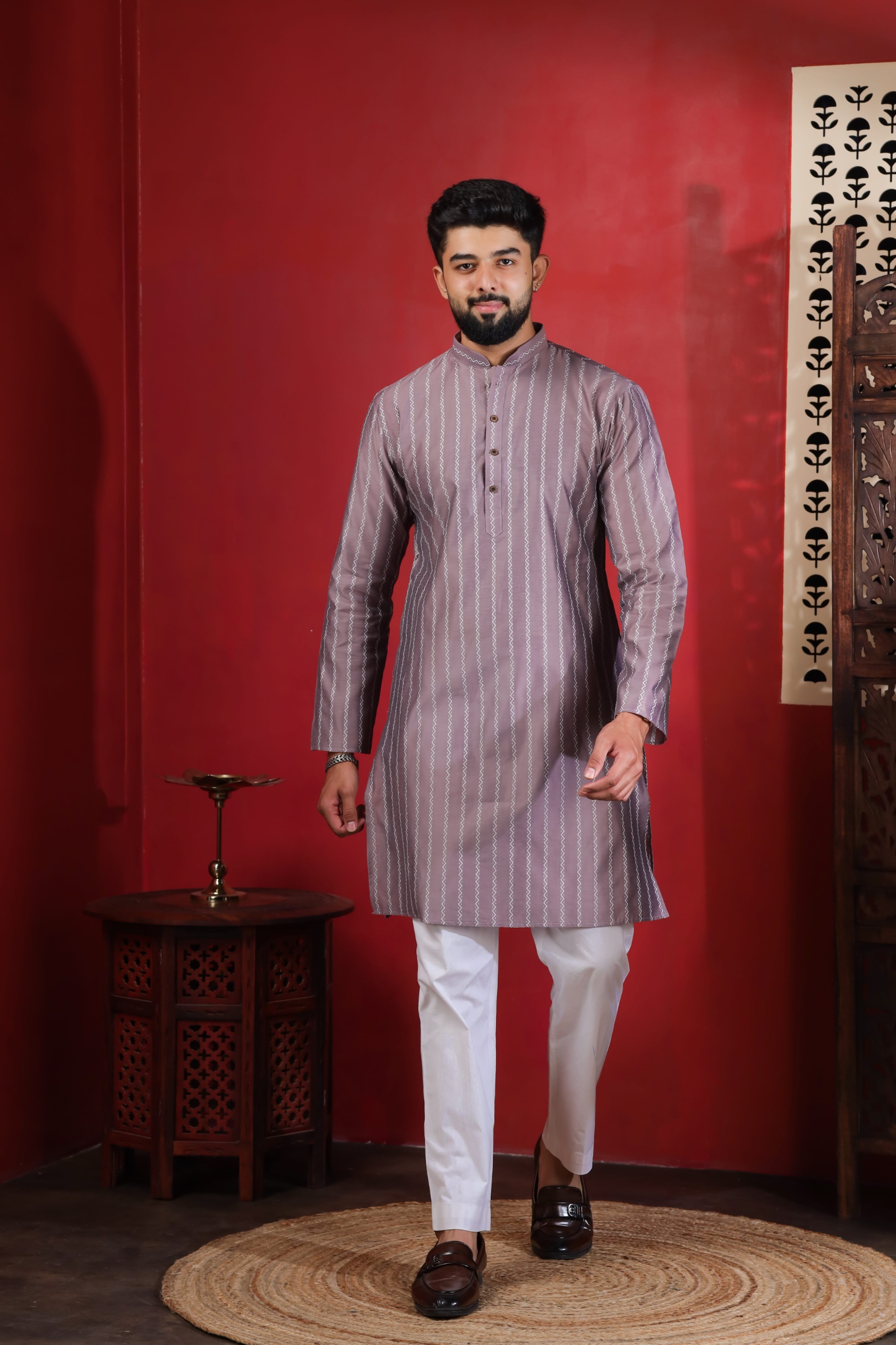 Onion Woven Designer Cotton Kurta Pyjama