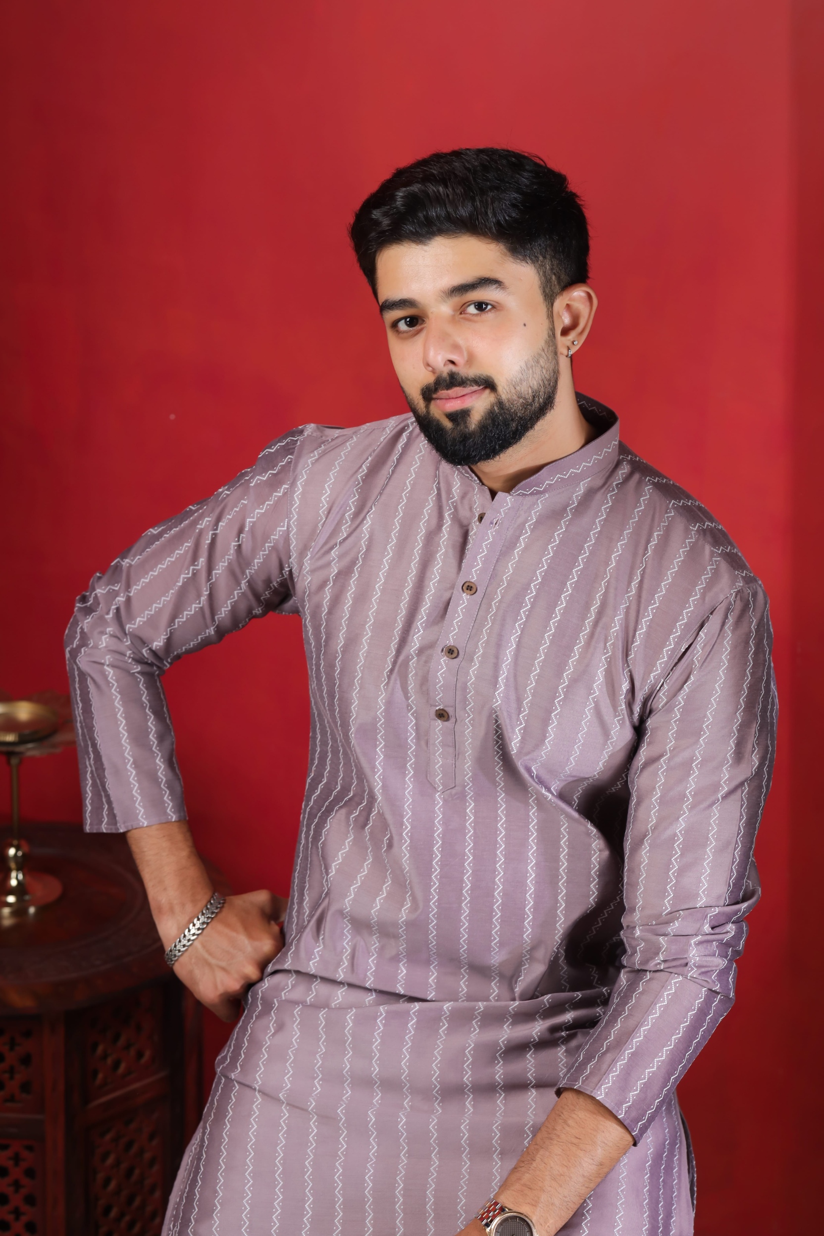 Onion Woven Designer Cotton Kurta Pyjama