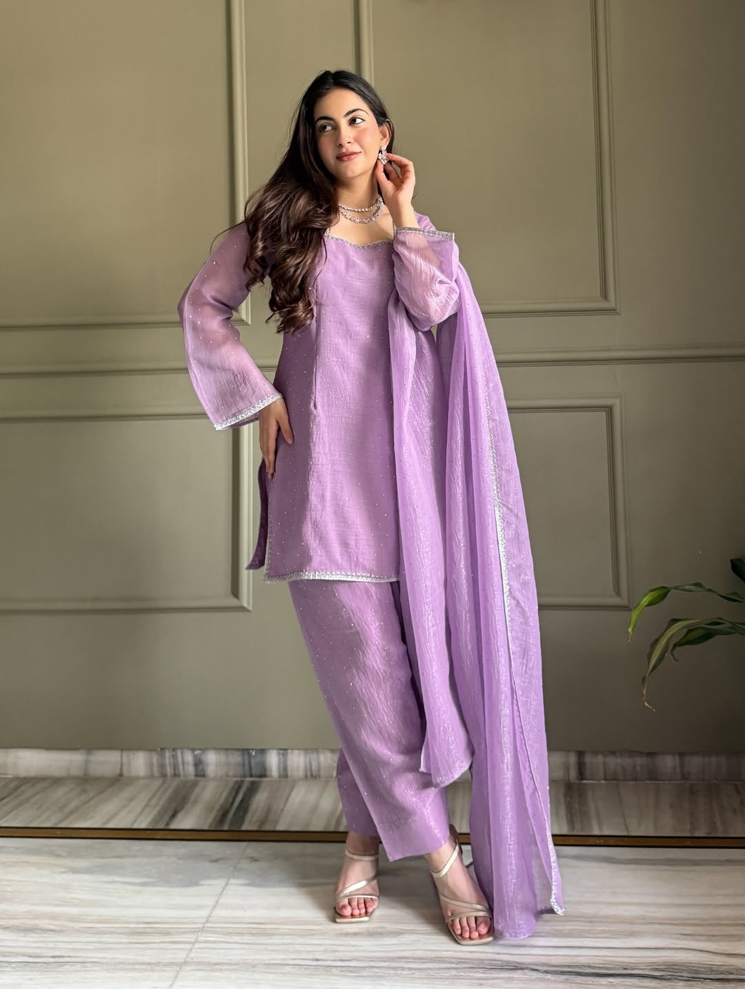 Onion Zardosi Crunchy Palazzo Suit