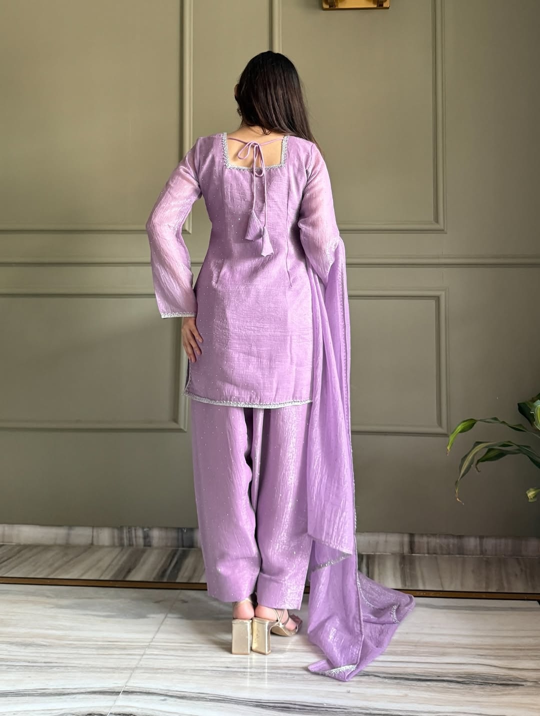 Onion Zardosi Crunchy Palazzo Suit — alternate view