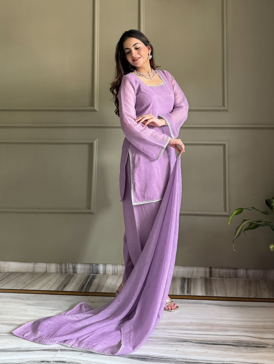 Onion Zardosi Crunchy Palazzo Suit