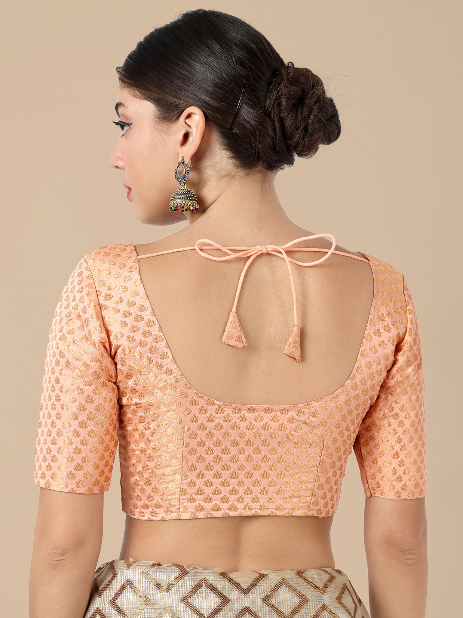 Orange Banarasi Silk Jacquard Readymade Blouse — alternate view